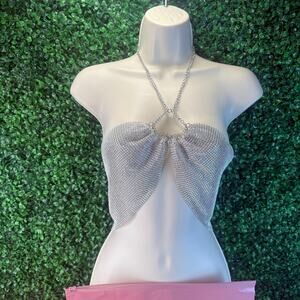 Da Veamo Rhinestone Body Bra Crop Top NWT Sexy Mardi Gras Rave Wear Sparkly Gift